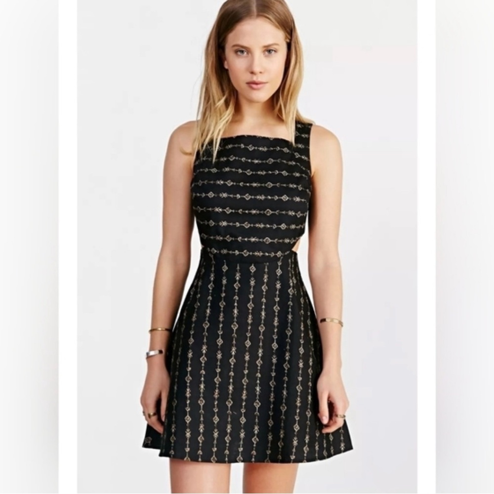 Urban Outfitters, Ecote, Cut Out Black and Tan Fit and Flare Dress
